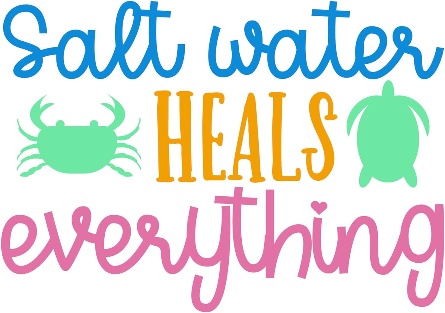 Inspirational Quote "Salt Water Heals Everything" Motivational Sticker Vinyl Decal Motivation Stickers- 5" Vinyl Sticker Waterproof