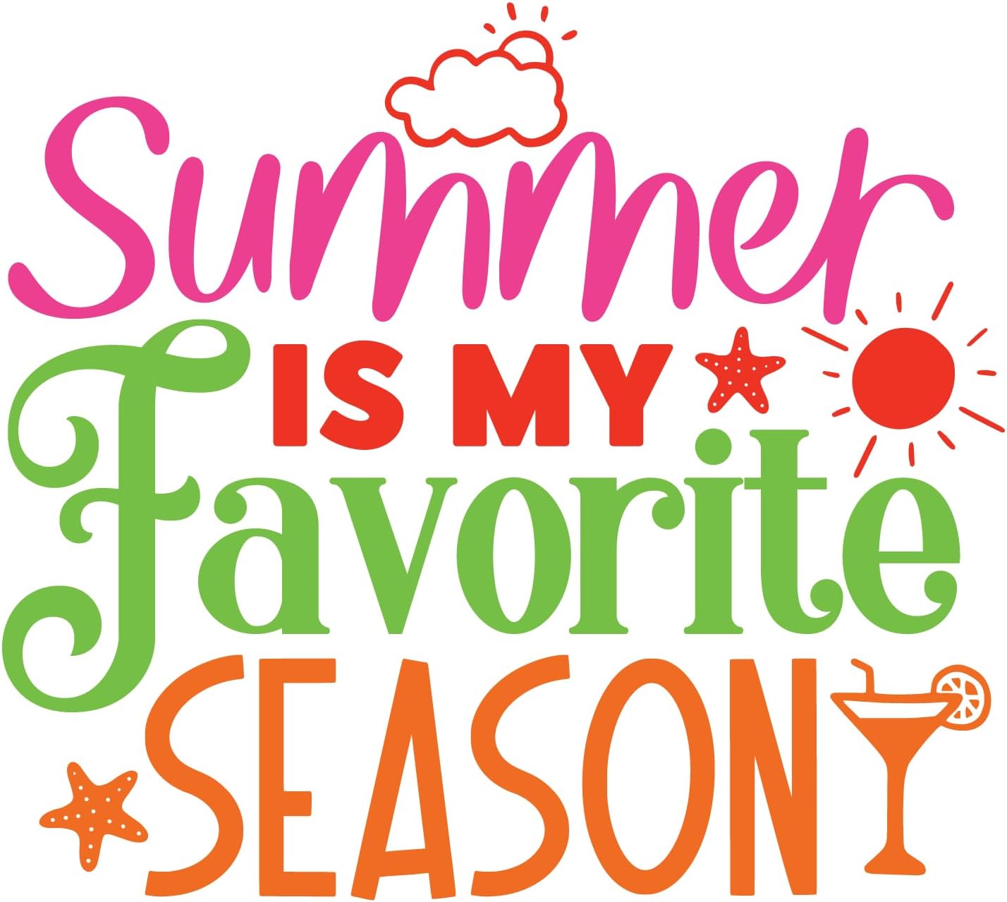 Inspirational Quote "Summer is My Favorite Season" Motivational Sticker Vinyl Decal Motivation Stickers- 5" Vinyl Sticker Waterproof