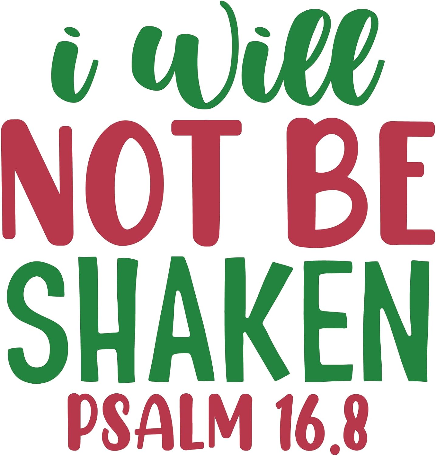 Inspirational Quote "I Will Not Be Shaken PSALM 16.8" Motivational Sticker Vinyl Decal Motivation Stickers- 5" Vinyl Sticker Waterproof