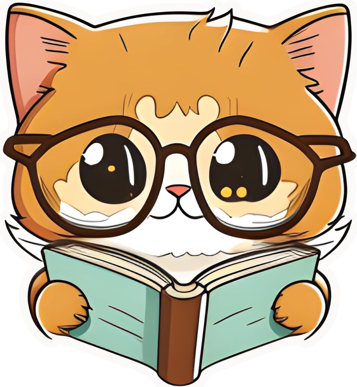 Inspirational Quote Brown Cat Holding Book Motivational Sticker Vinyl Decal Motivation Stickers- 5" Vinyl Sticker Waterproof