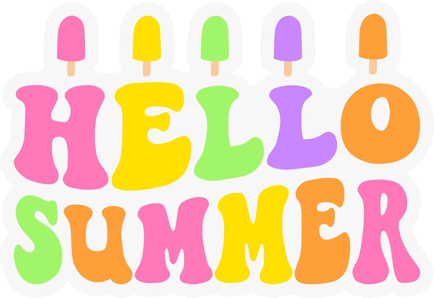 Inspirational Quote "Hello Summer" Motivational Sticker Vinyl Decal Motivation Stickers- 5" Vinyl Sticker Waterproof