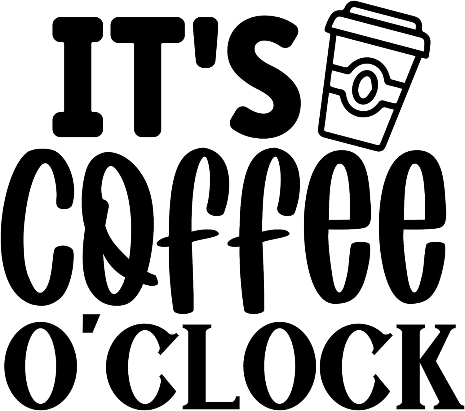 Inspirational Quote "Its Coffee O`Clock" Motivational Sticker Vinyl Decal Motivation Stickers- 5" Vinyl Sticker Waterproof