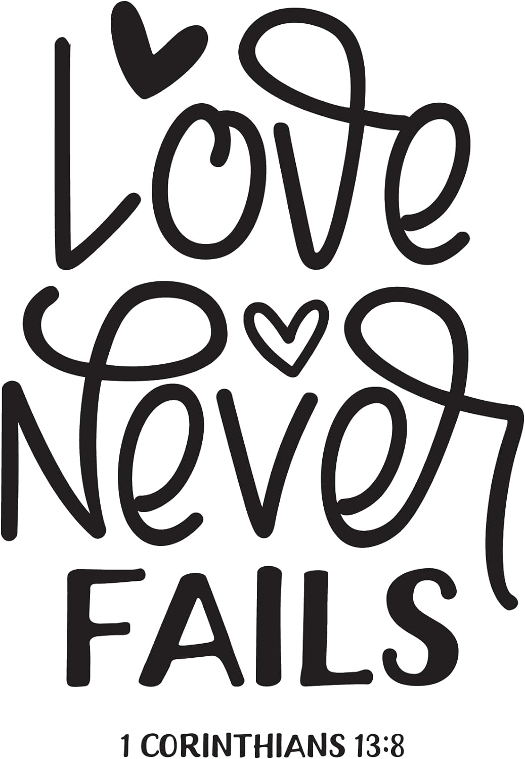 Inspirational Quote "Love Never Fails 1 CORDITNESNS 13 : 8 Sticker" Motivational Sticker Vinyl Decal Motivation Stickers- 5" Vinyl Sticker Waterproof