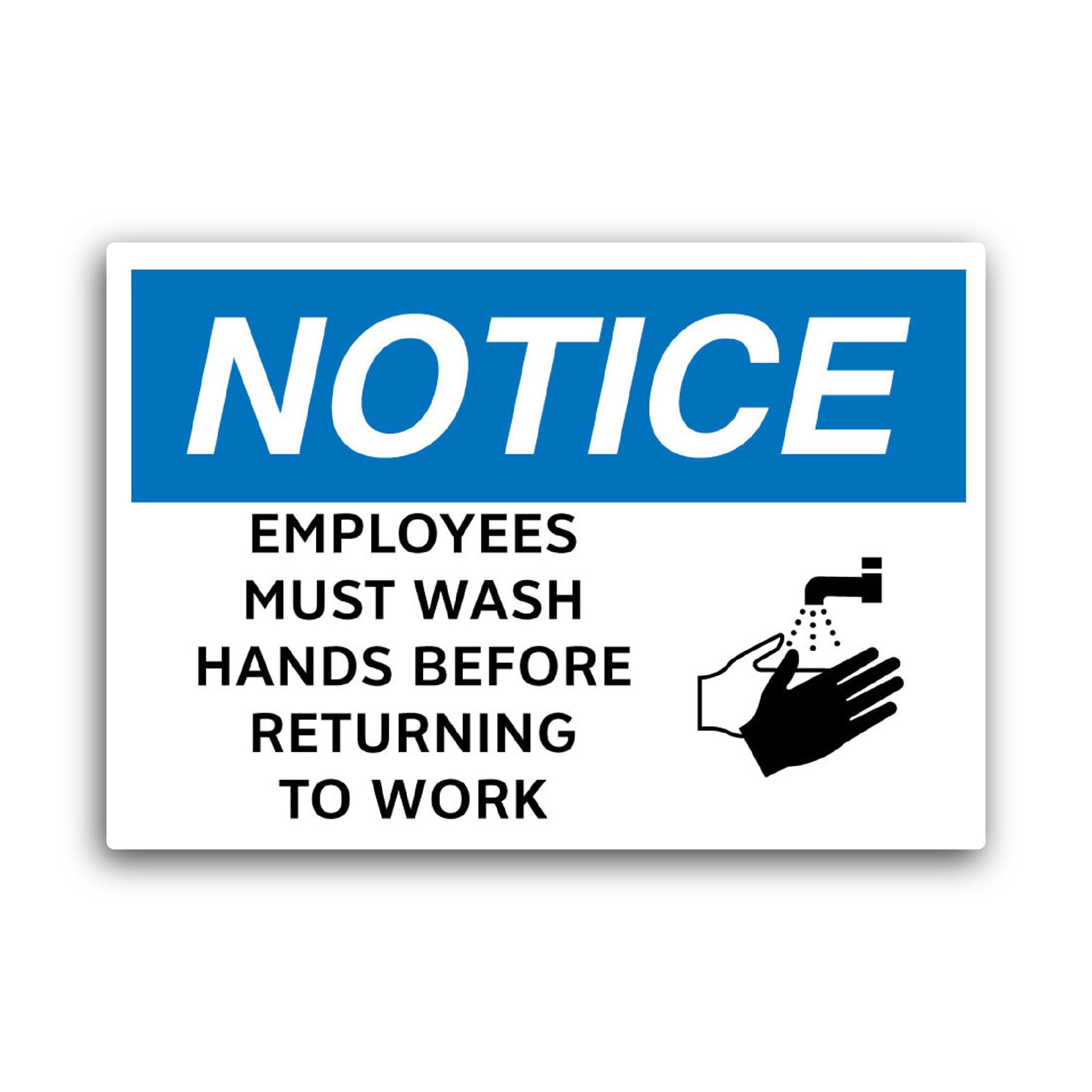 2 (Pieces) 3" and 5" Notice Employees Must Wash Hands Sticker, Waterproof Vinyl Decals for Many Purp