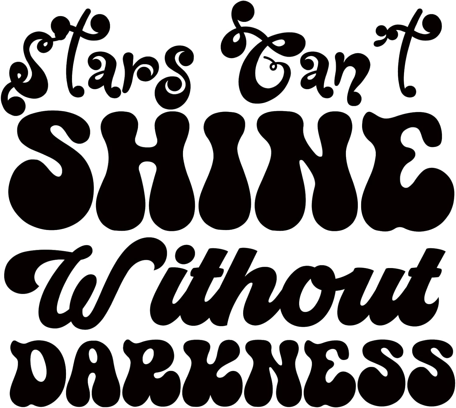 Inspirational Quote "Stars Cannot Shine Without Darkness" Motivational Sticker Vinyl Decal Motivation Stickers- 5" Vinyl Sticker Waterproof