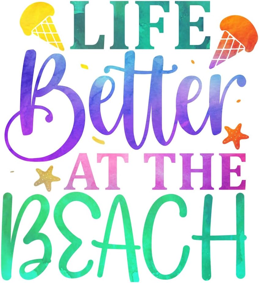 Inspirational Quote "Life Better at The Beach" Motivational Sticker Vinyl Decal Motivation Stickers- 5" Vinyl Sticker Waterproof