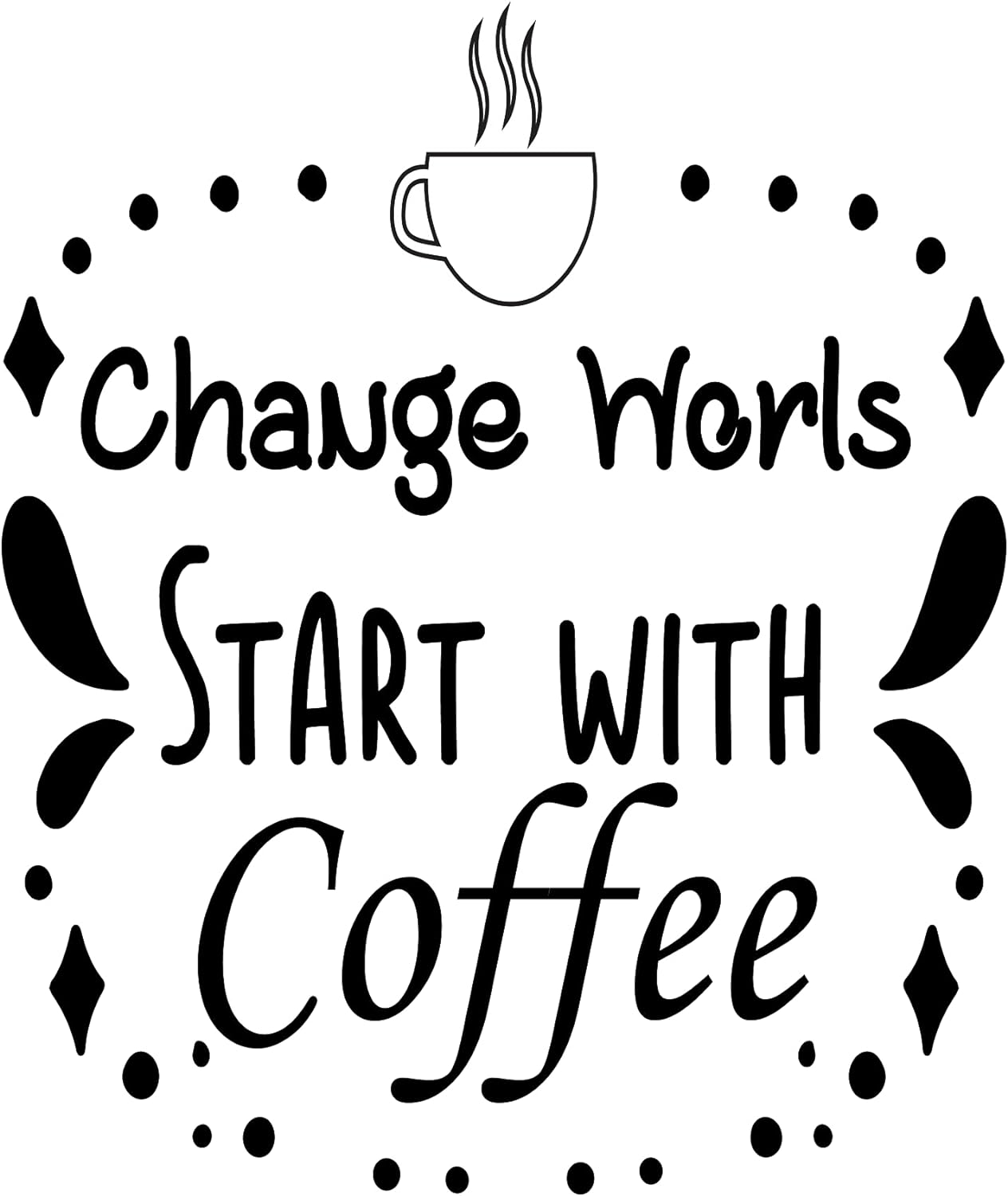 Inspirational Quote "Change Worls Start with Coffee" Motivational Sticker Vinyl Decal Motivation Stickers- 5" Vinyl Sticker Waterproof