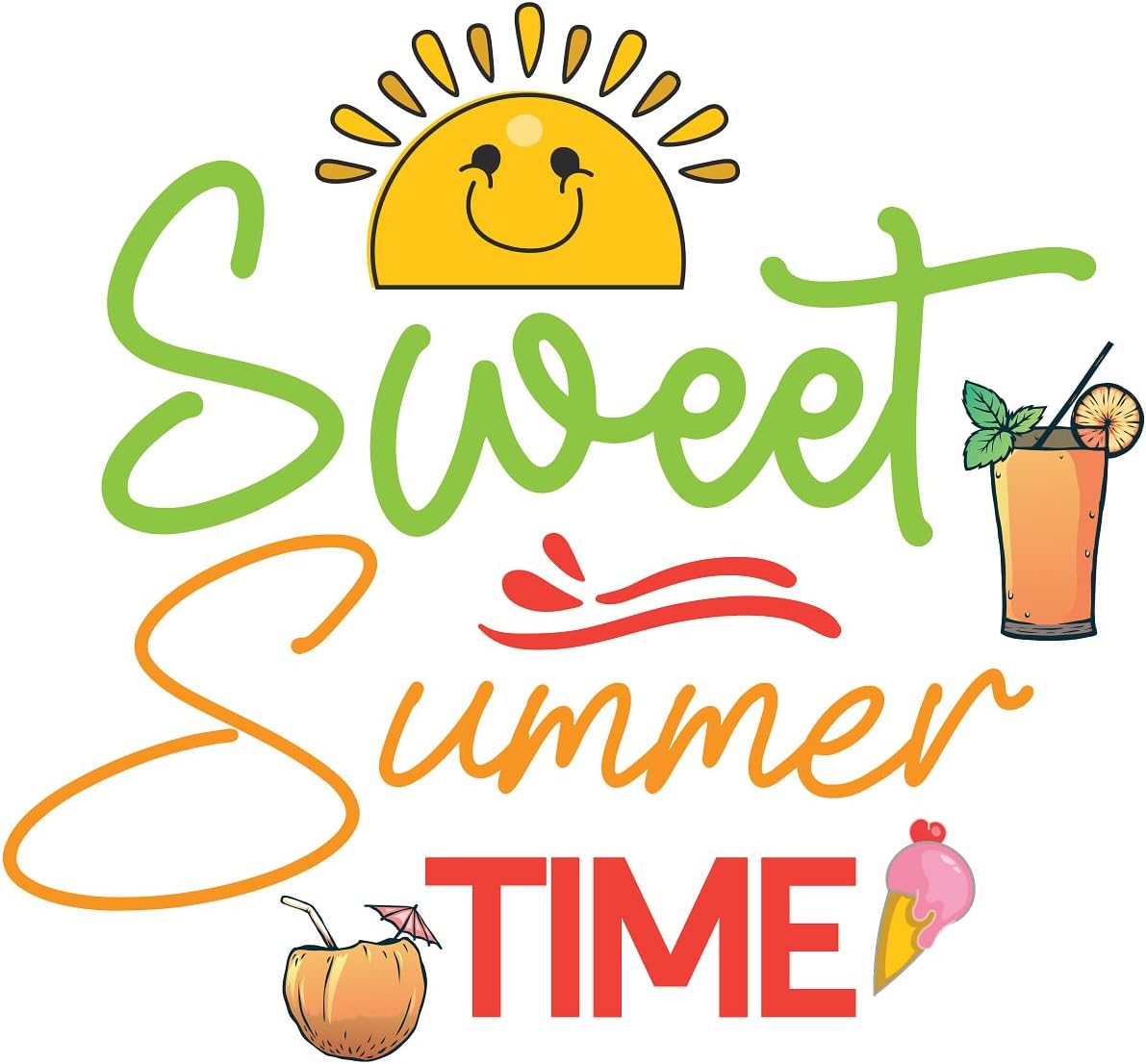 Inspirational Quote "Sweet Summer Time" Motivational Sticker Vinyl Decal Motivation Stickers- 5" Vinyl Sticker Waterproof