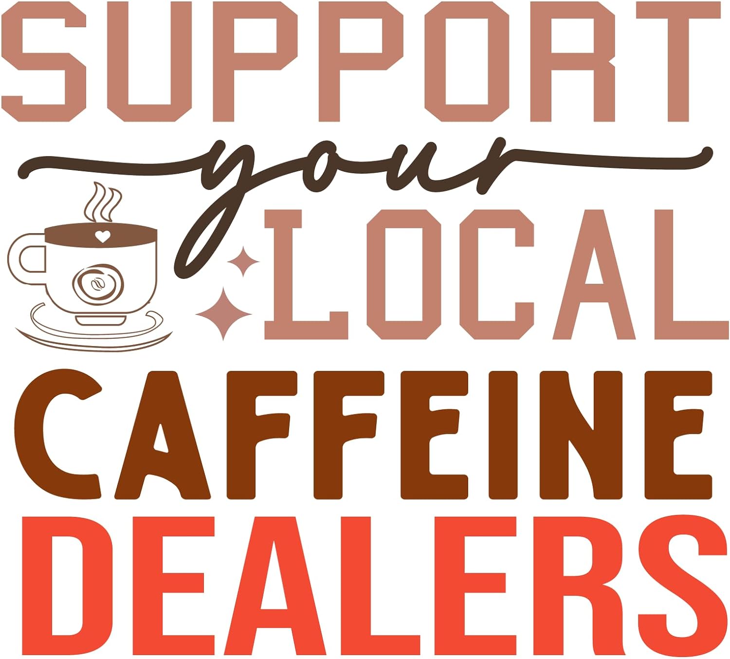 Inspirational Quote "Support You Local Caffeine Dealers" Motivational Sticker Vinyl Decal Motivation Stickers- 5" Vinyl Sticker Waterproof