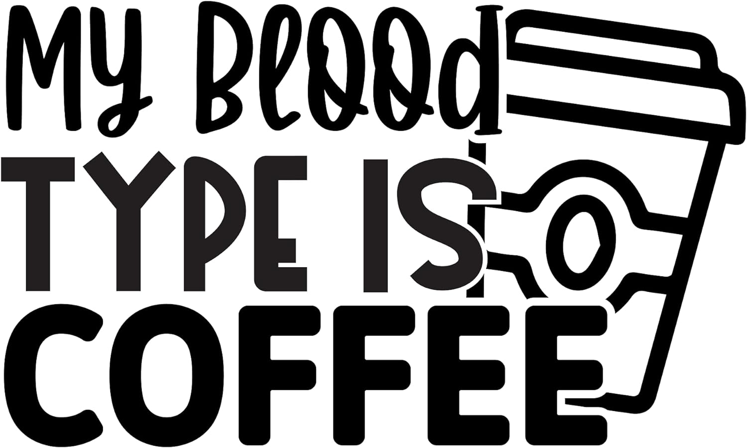 Inspirational Quote "My Blood Type is Coffee" Motivational Sticker Vinyl Decal Motivation Stickers- 5" Vinyl Sticker Waterproof