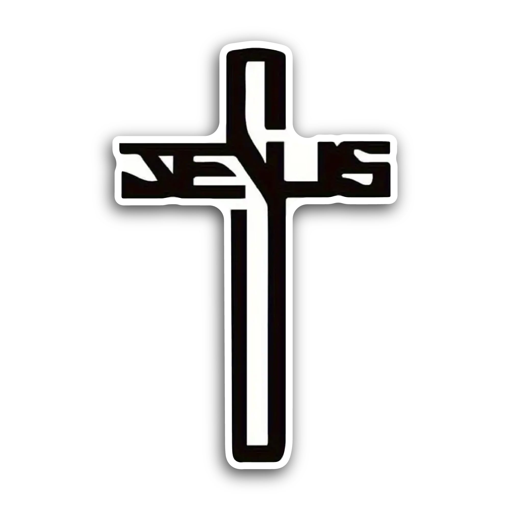 2 (Pieces) 3" and 5" Jesus Word Cross Sticker, Waterproof Vinyl Decals for Many Purpose Like Cars, T