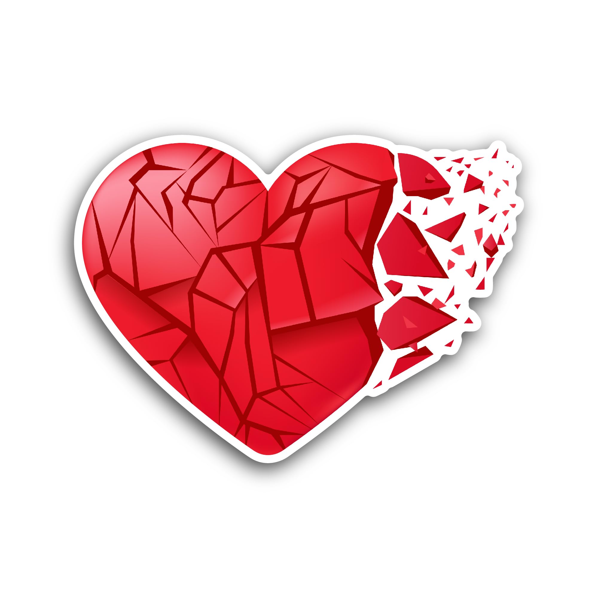 2 (Pieces) 3" and 5" Red Broken Heart Sticker, Waterproof Vinyl Decals for Many Purpose Like Cars, T