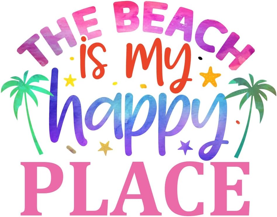 Inspirational Quote "The Beach is My Happy Place" Motivational Sticker Vinyl Decal Motivation Stickers- 5" Vinyl Sticker Waterproof
