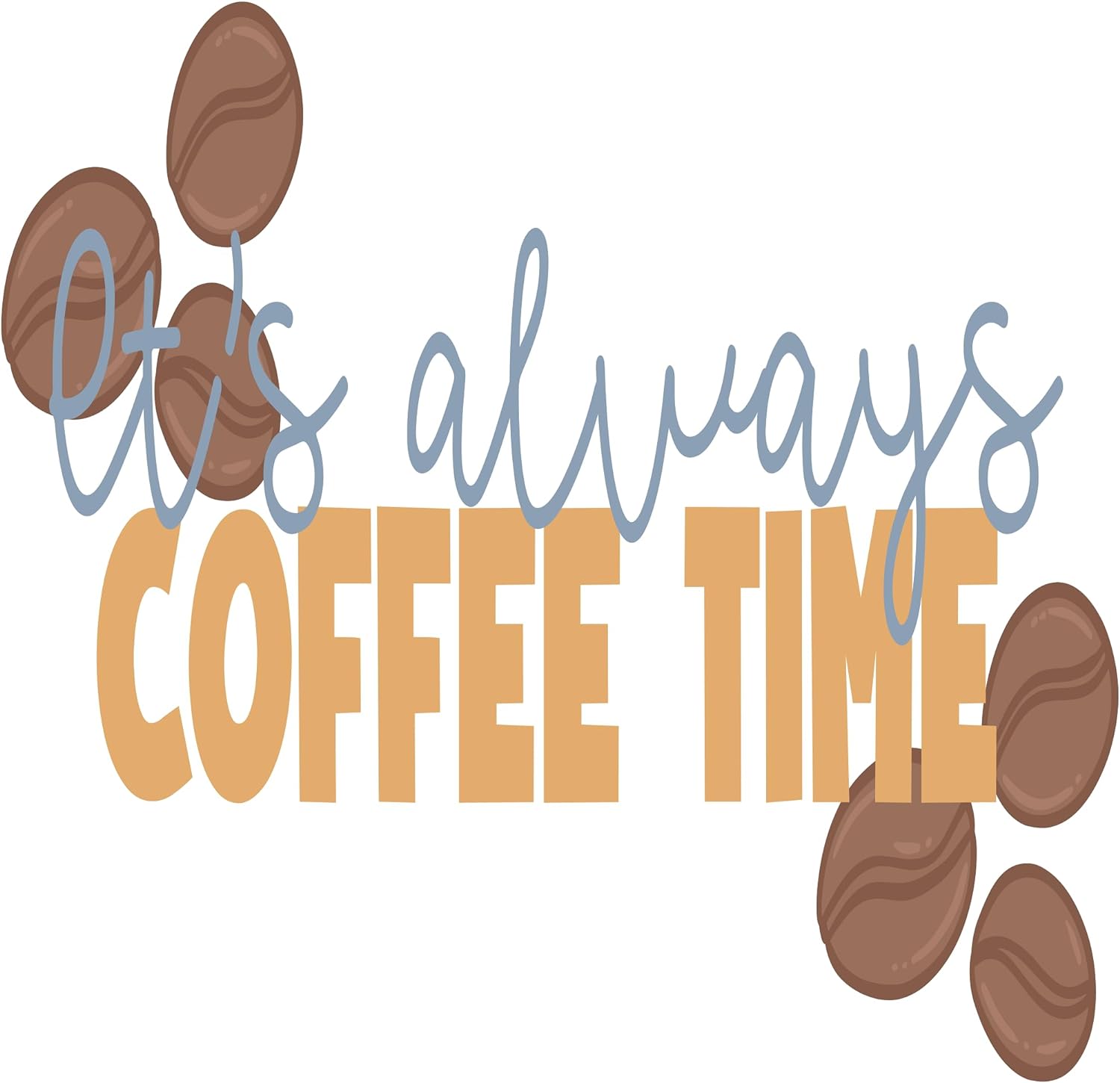 Inspirational Quote "It's Always Coffee Time" Motivational Sticker Vinyl Decal Motivation Stickers- 5" Vinyl Sticker Waterproof