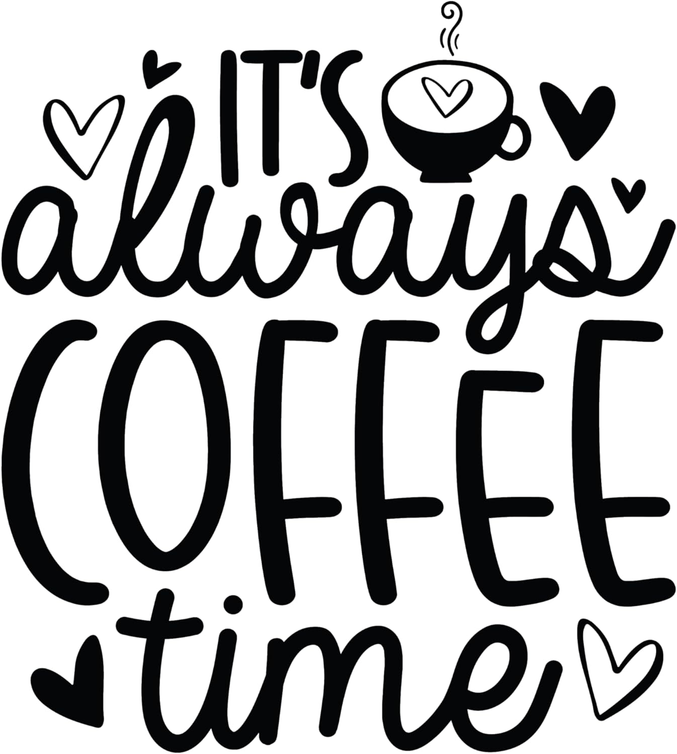 Inspirational Quote "Its Always Coffee Time" Motivational Sticker Vinyl Decal Motivation Stickers- 5" Vinyl Sticker Waterproof