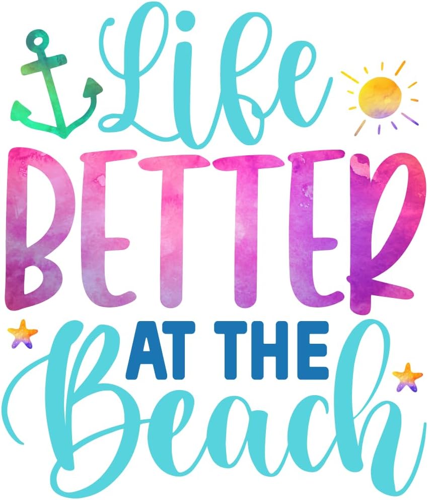 Inspirational Quote "Life Better at The Beach" Motivational Sticker Vinyl Decal Motivation Stickers- 5" Vinyl Sticker Waterproof