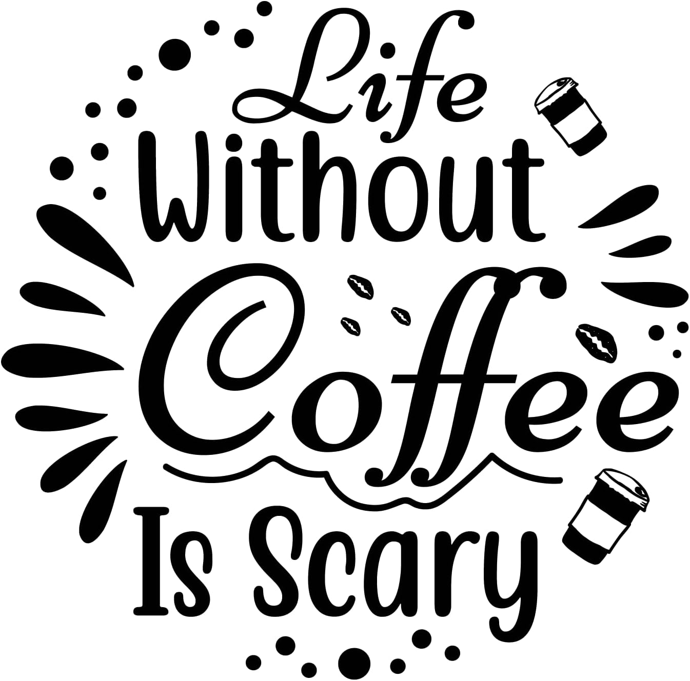 Inspirational Quote "Life Without Coffee is Scary" Motivational Sticker Vinyl Decal Motivation Stickers- 5" Vinyl Sticker Waterproof