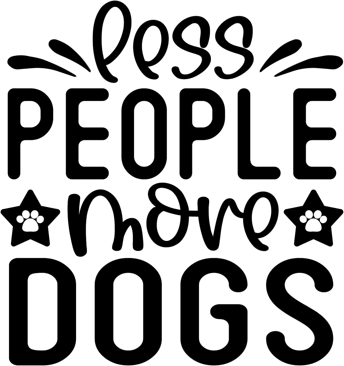 Inspirational Quote "Less People More Dogs Great Sticker" Motivational Sticker Vinyl Decal Motivation Stickers- 5" Vinyl Sticker Waterproof