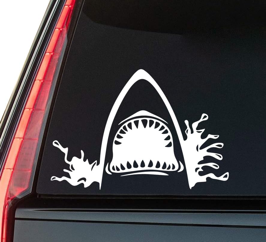 Shark Window Vinyl Decal Sticker 6" (White), Waterproof Vinyl Decals for Many Purpose Like Cars, Trucks, Laptops, Phones, Windows and More