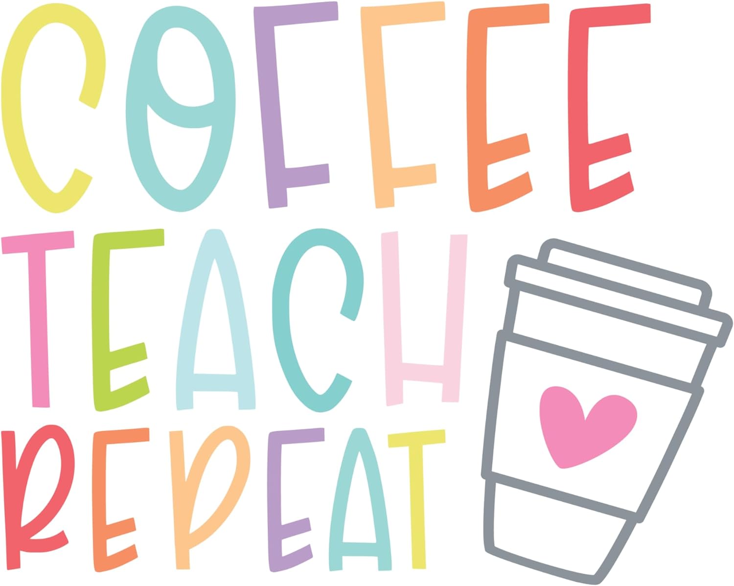 Inspirational Quote "Coffee Teach Repeat, Sticker Icon" Motivational Sticker Vinyl Decal Motivation Stickers- 5" Vinyl Sticker Waterproof