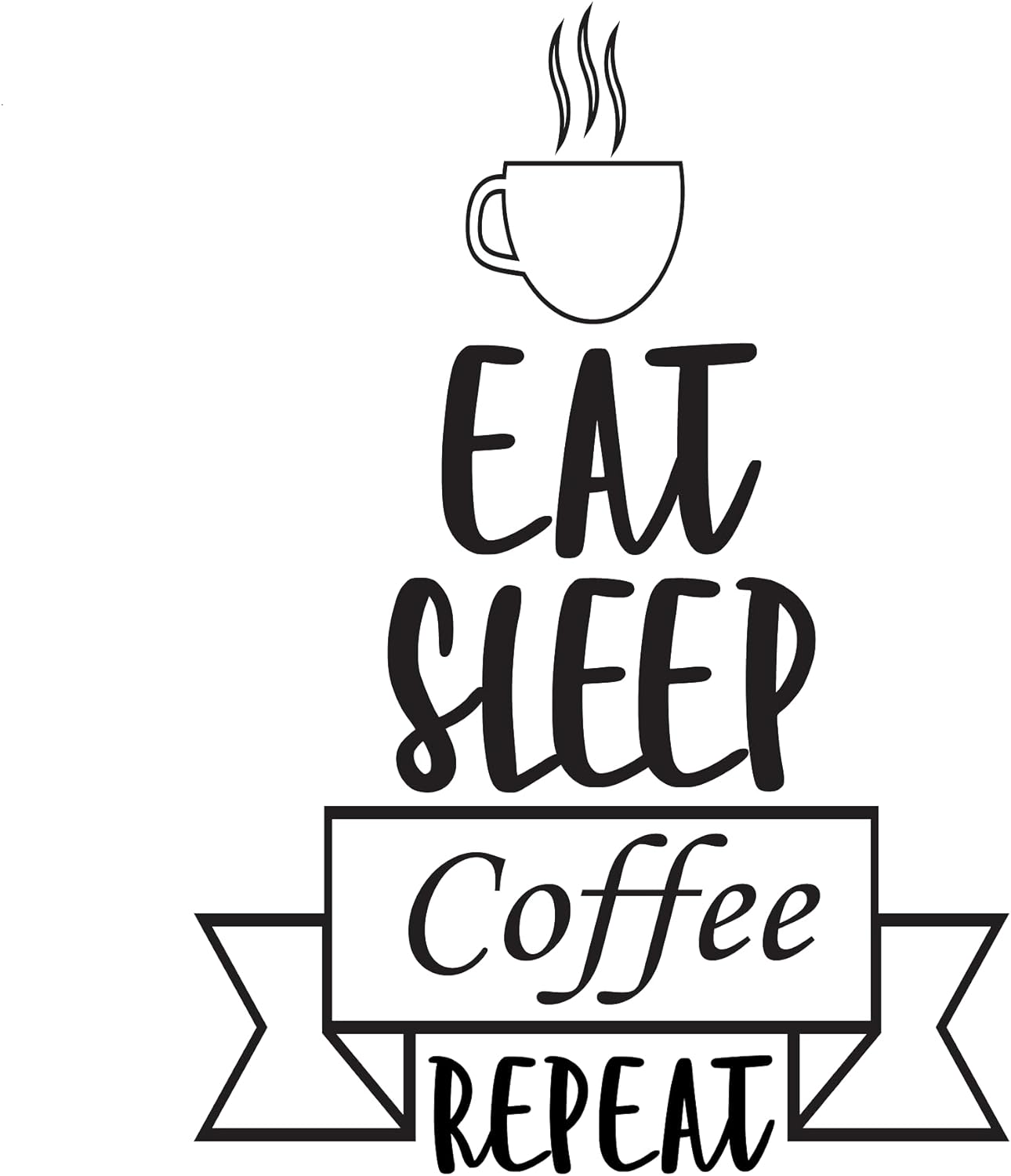 Inspirational Quote "Eat Sleep Coffee Repeat Pretty Gift" Motivational Sticker Vinyl Decal Motivation Stickers- 5" Vinyl Sticker Waterproof