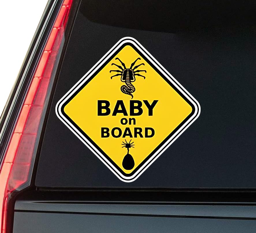 Baby On Board Sign Window Vinyl Decal Sticker 6" (White), Waterproof Vinyl Decals for Many Purpose L