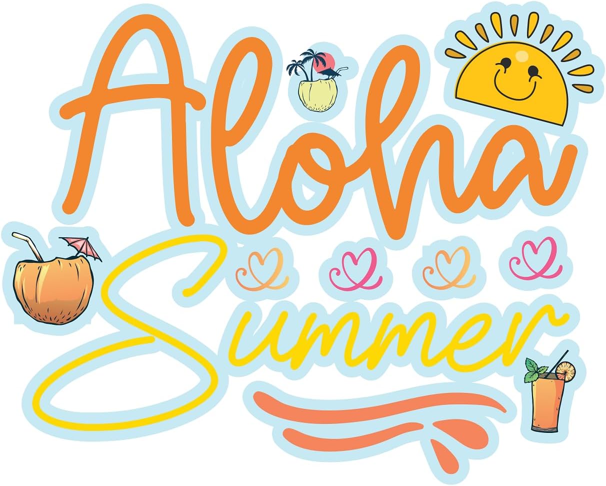Inspirational Quote "Aloha Summer" Motivational Sticker Vinyl Decal Motivation Stickers- 5" Vinyl Sticker Waterproof