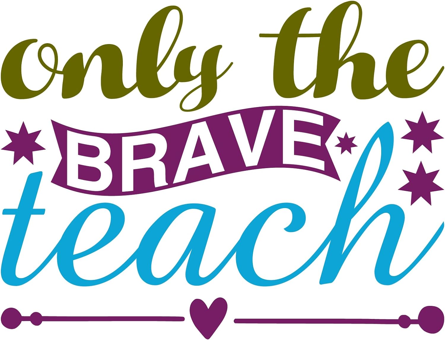 Inspirational Quote "Only The Brave Teach - Sticker" Motivational Sticker Vinyl Decal Motivation Stickers- 5" Vinyl Sticker Waterproof
