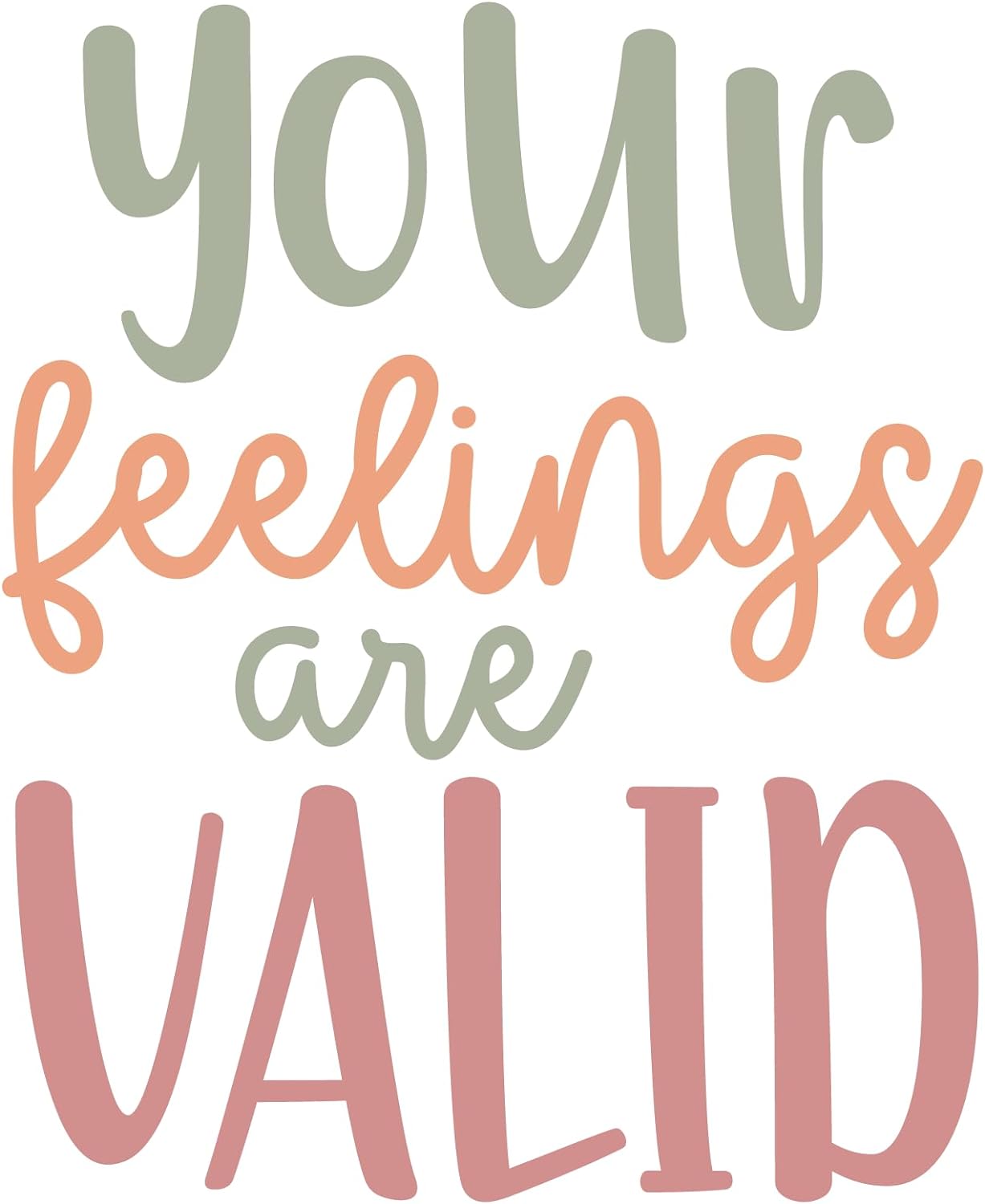Inspirational Quote "Your Feelings are Valid Stickers" Motivational Sticker Vinyl Decal Motivation Stickers- 5" Vinyl Sticker Waterproof