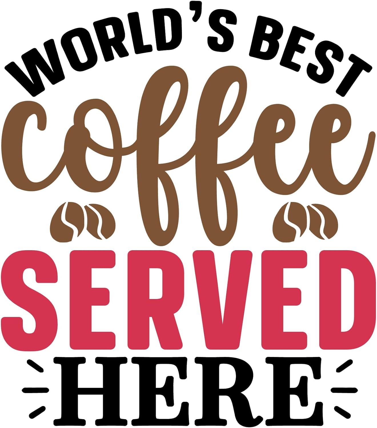 Inspirational Quote "World`s Best Coffee Served Here" Motivational Sticker Vinyl Decal Motivation Stickers- 5" Vinyl Sticker Waterproof