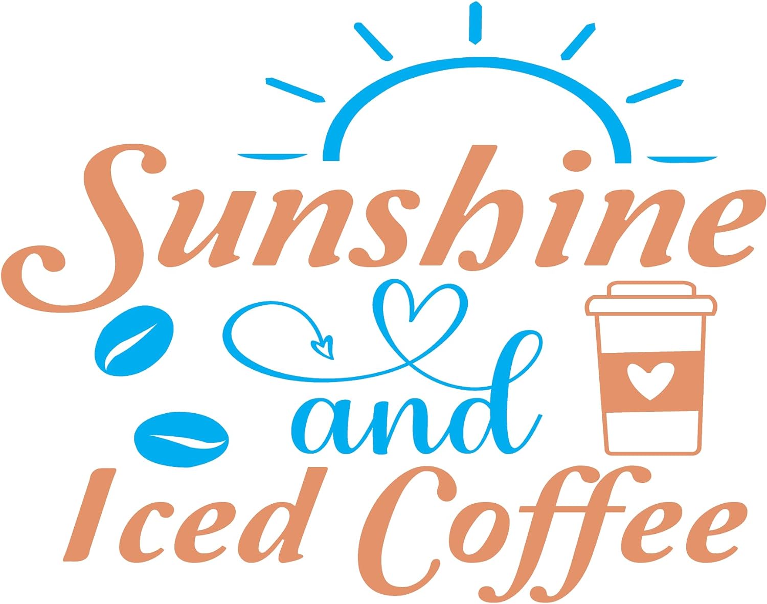 Inspirational Quote "Sunshine and Iced Coffee" Motivational Sticker Vinyl Decal Motivation Stickers- 5" Vinyl Sticker Waterproof