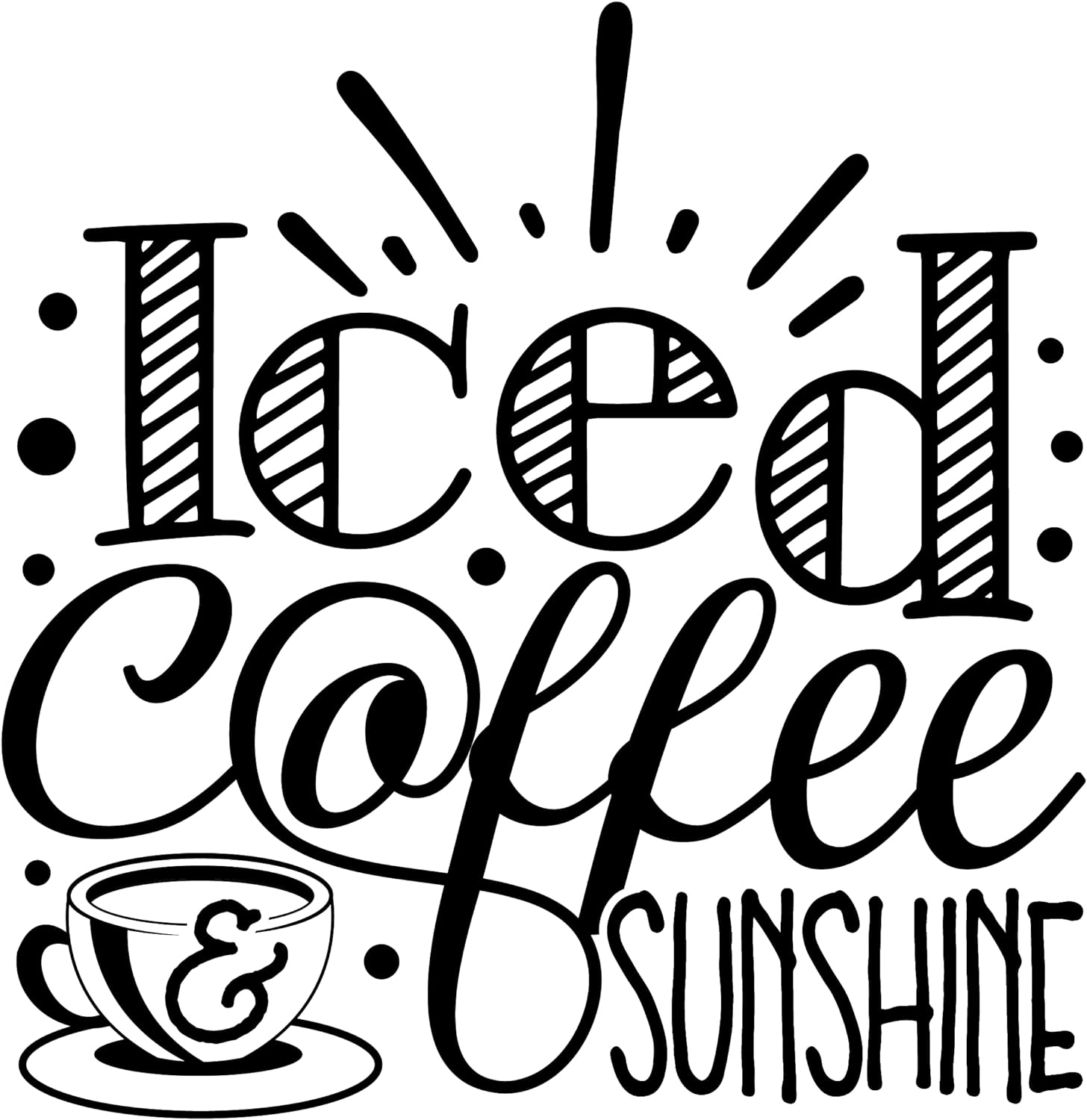 Inspirational Quote "Iced Coffee & Sunshine" Motivational Sticker Vinyl Decal Motivation Stickers- 5" Vinyl Sticker Waterproof