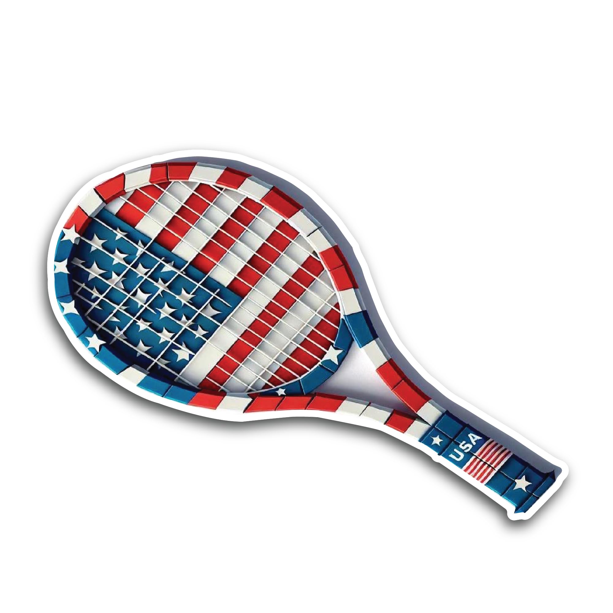 2 (Pieces) 3" and 5" American Flag Tennis Racket Decal Sticker, Waterproof Vinyl Decals for Many Pur