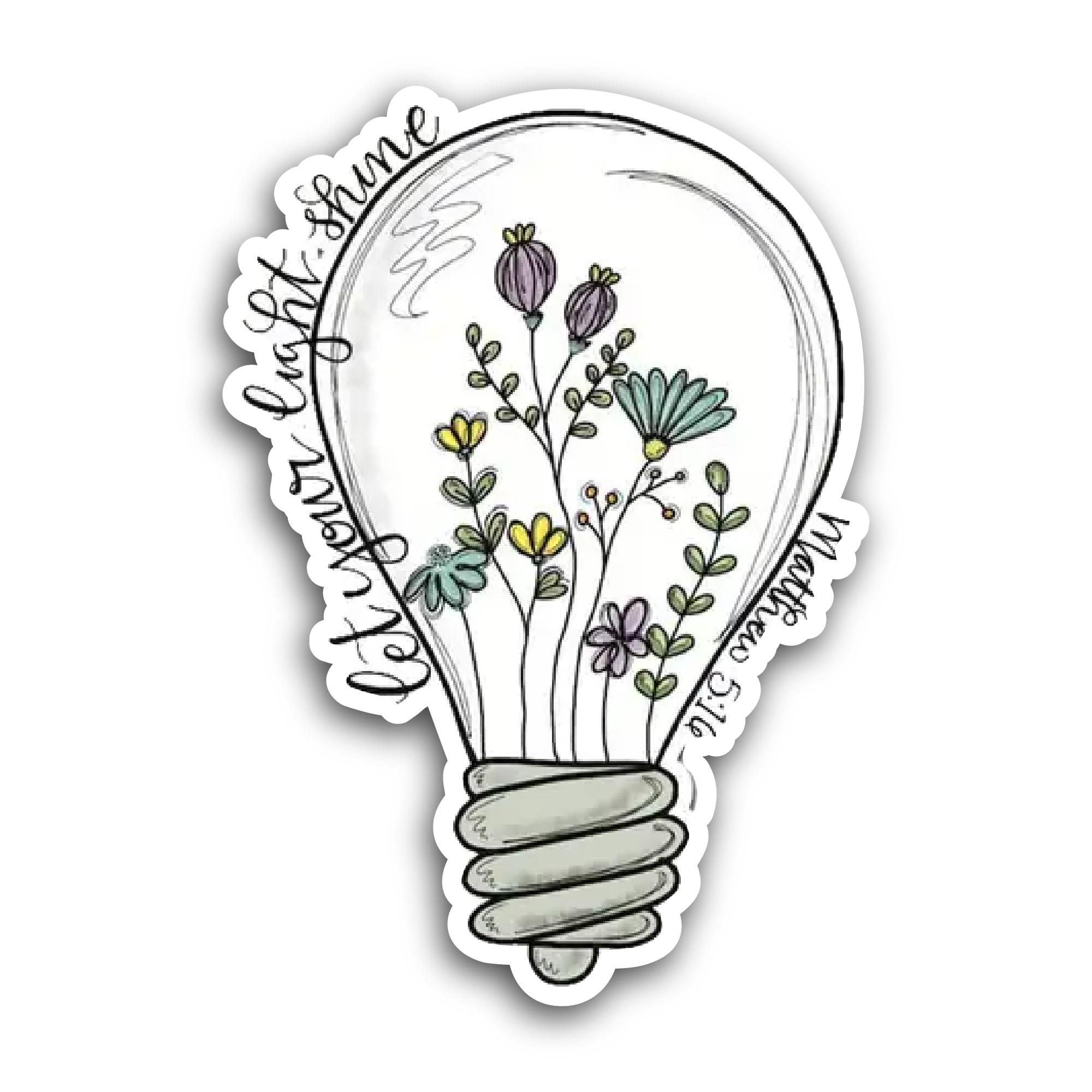 2 (Pieces) 3" and 5" Flower Light Bulb Sticker, Waterproof Vinyl Decals for Many Purpose Like Cars,