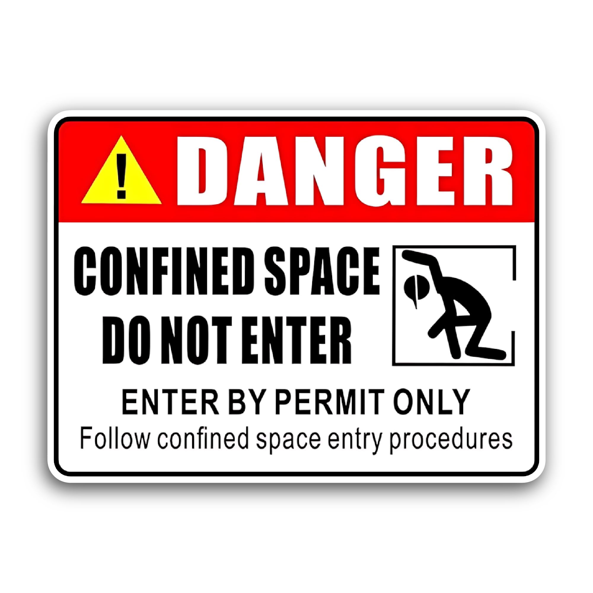 2 (Pieces) 3" and 5" Danger Confined Space Sticker, Waterproof Vinyl Decals for Many Purpose Like Ca