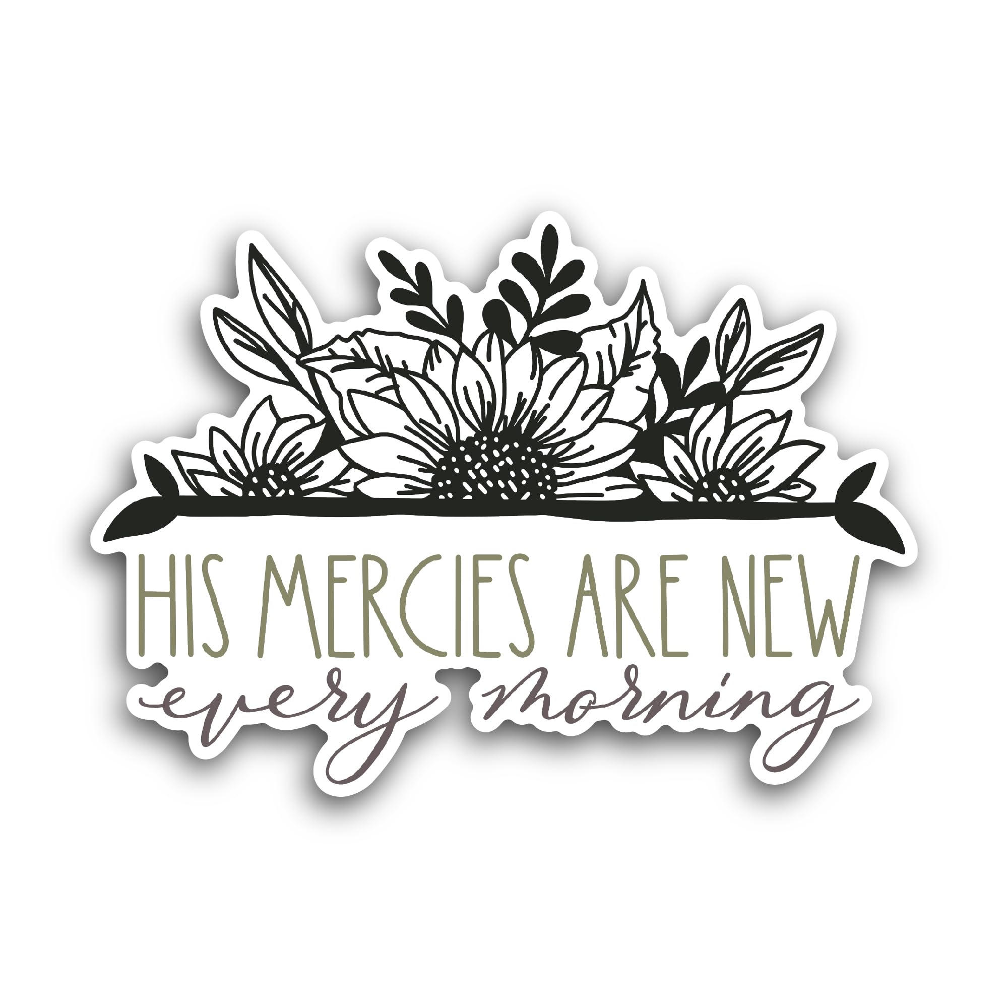 2 (Pieces) 3" and 5" His Mercies are New Every Morning Text Sticker, Waterproof Vinyl Decals for Man