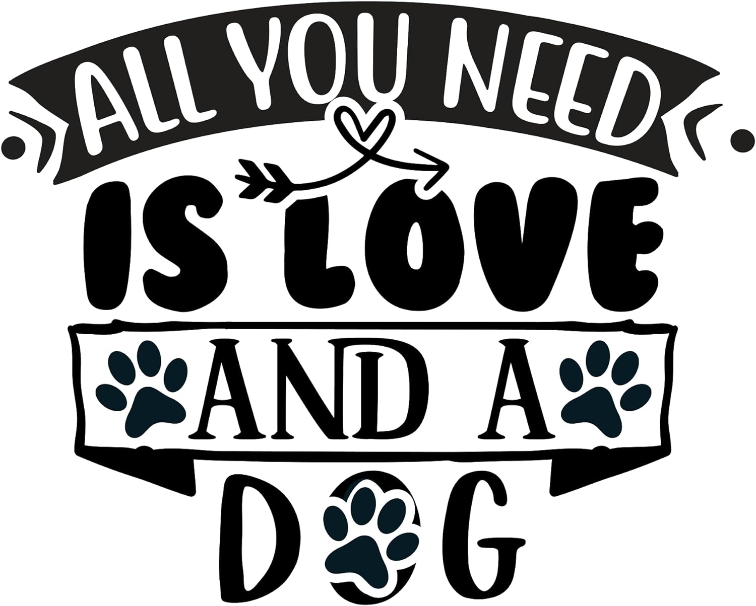 Inspirational Quote "All You Need is Love and A Dog, Sticker" Motivational Sticker Vinyl Decal Motivation Stickers- 5" Vinyl Sticker Waterproof
