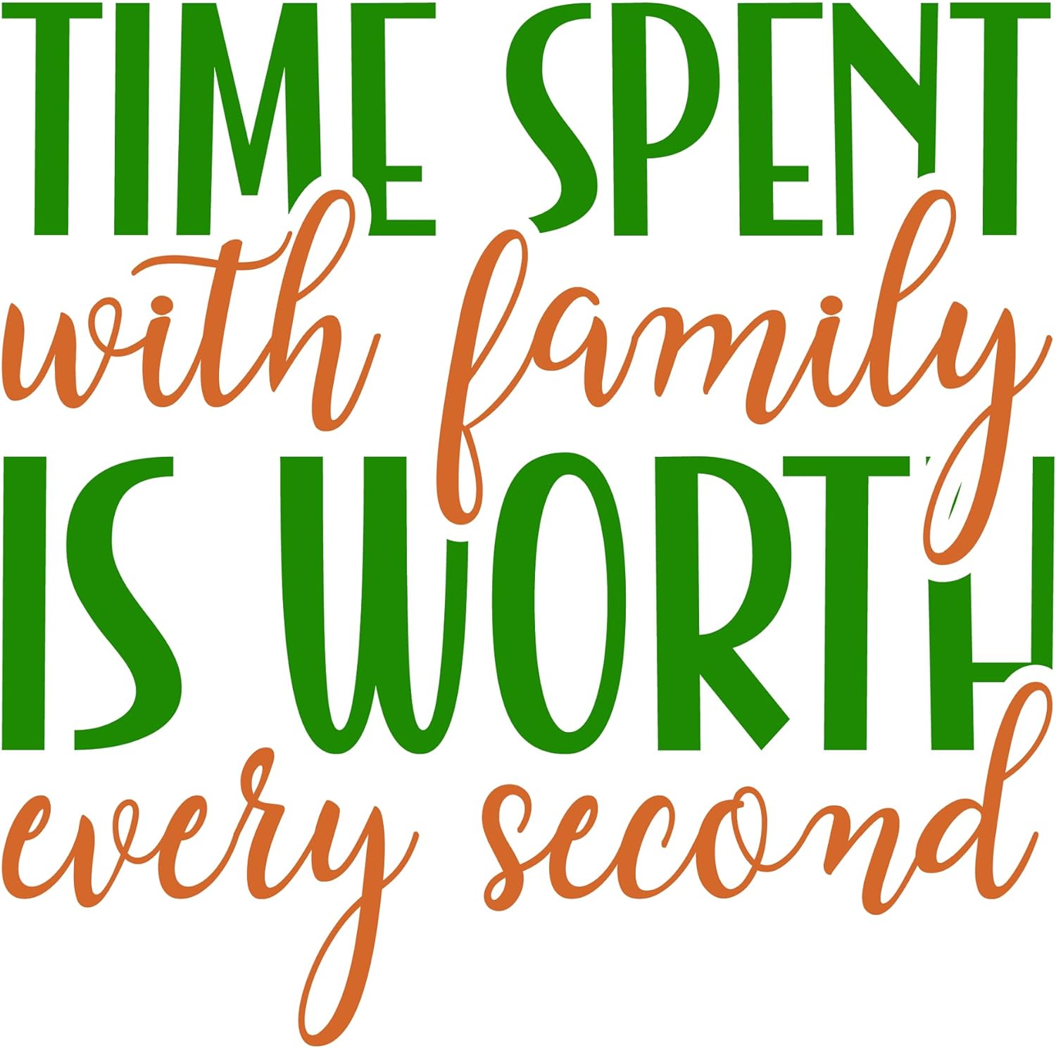 Inspirational Quote "time Spent with Family is Worth Every Second," Motivational Sticker Vinyl Decal Motivation Stickers- 5" Vinyl Sticker Waterproof