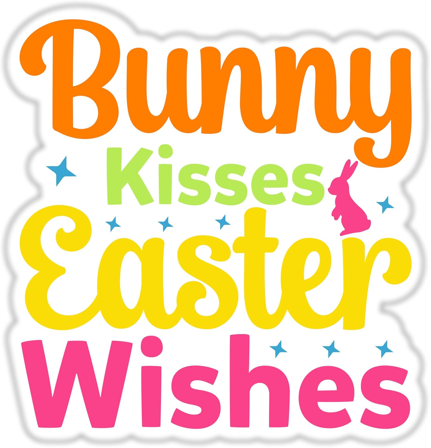 Inspirational Quote "Bunny Kisses Easter Wishes" Motivational Sticker Vinyl Decal Motivation Stickers- 5" Vinyl Sticker Waterproof