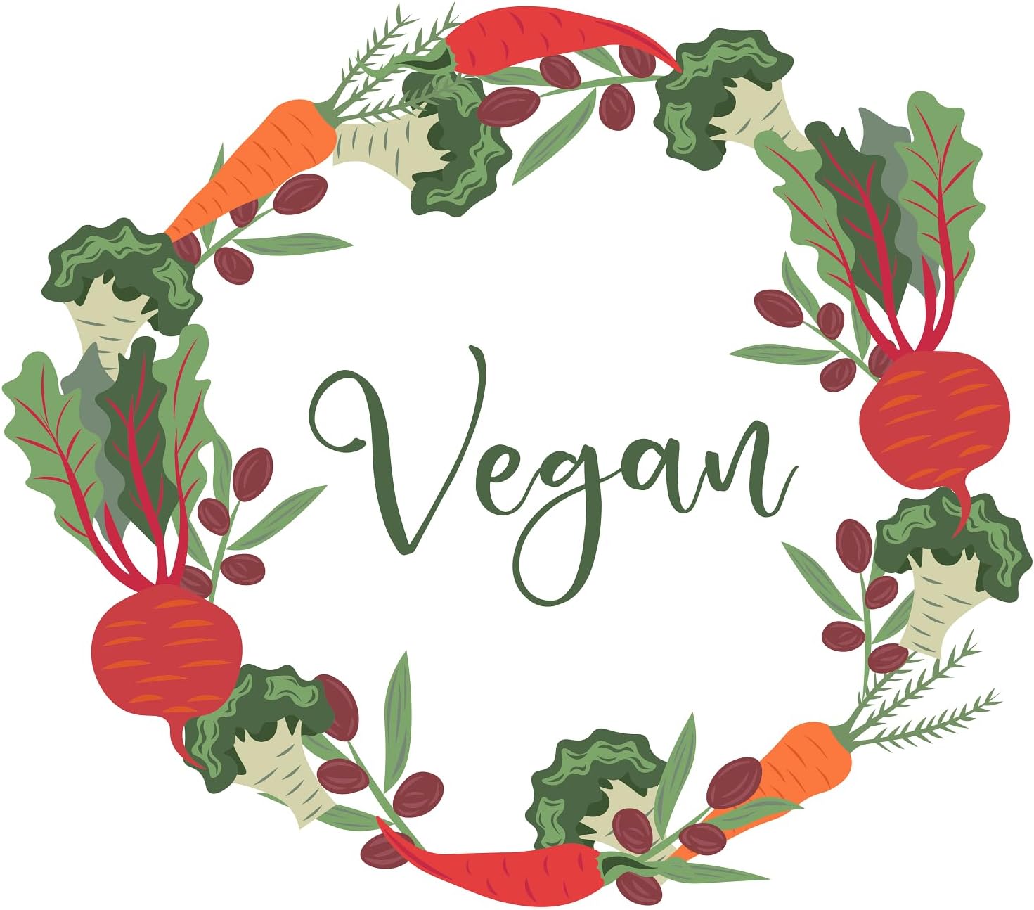 Inspirational Quote Vegan Vegitables Circle Motivational Sticker Vinyl Decal Motivation Stickers- 5" Vinyl Sticker Waterproof