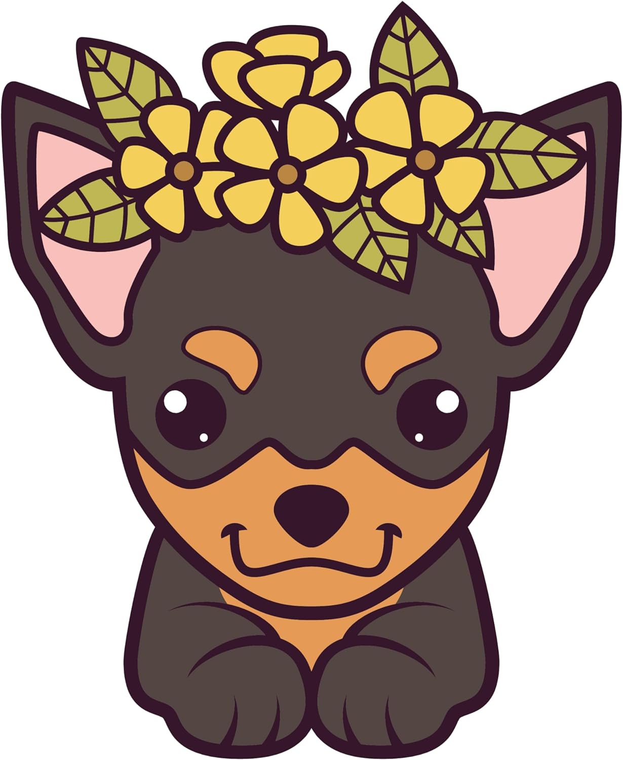 Inspirational Quote "Black Dog with Yellow Flower" Motivational Sticker Vinyl Decal Motivation Stickers- 5" Vinyl Sticker Waterproof