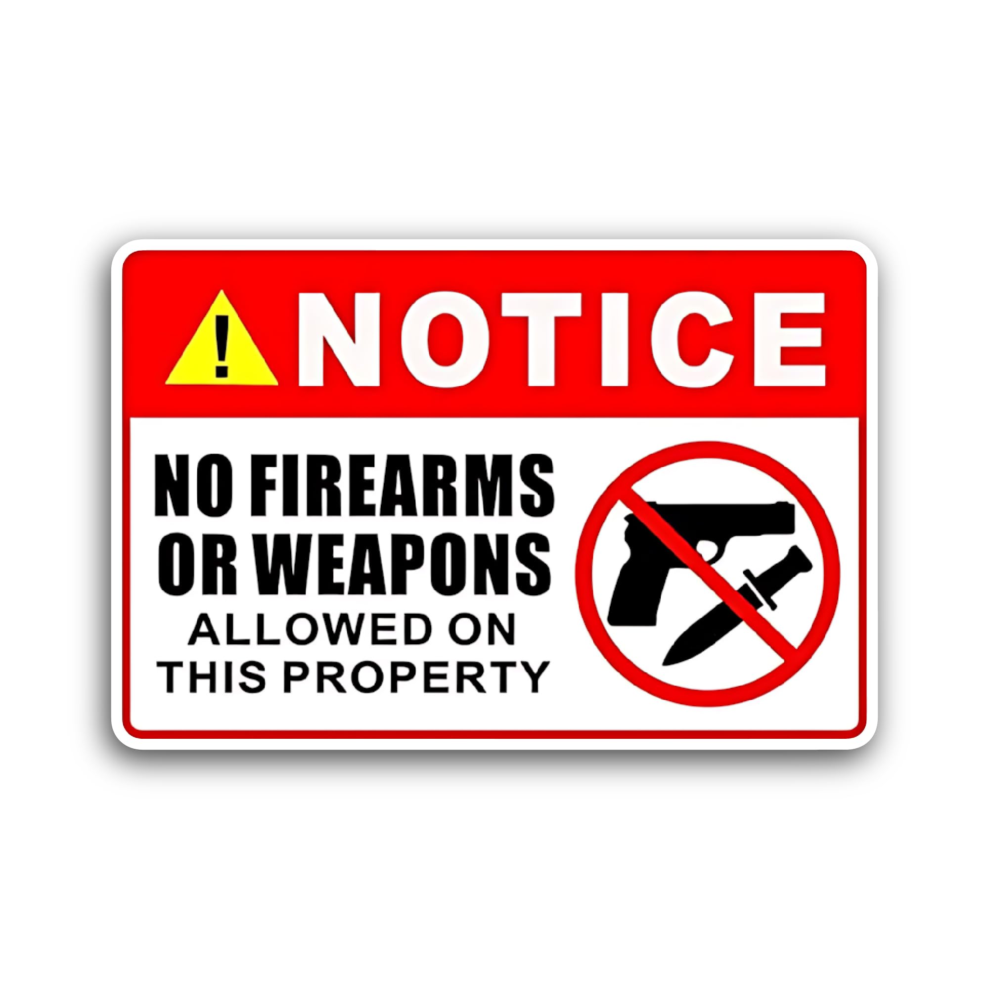 2 (Pieces) 3" and 5" Notice No Firearms Or Weapons Sticker, Waterproof Vinyl Decals for Many Purpose