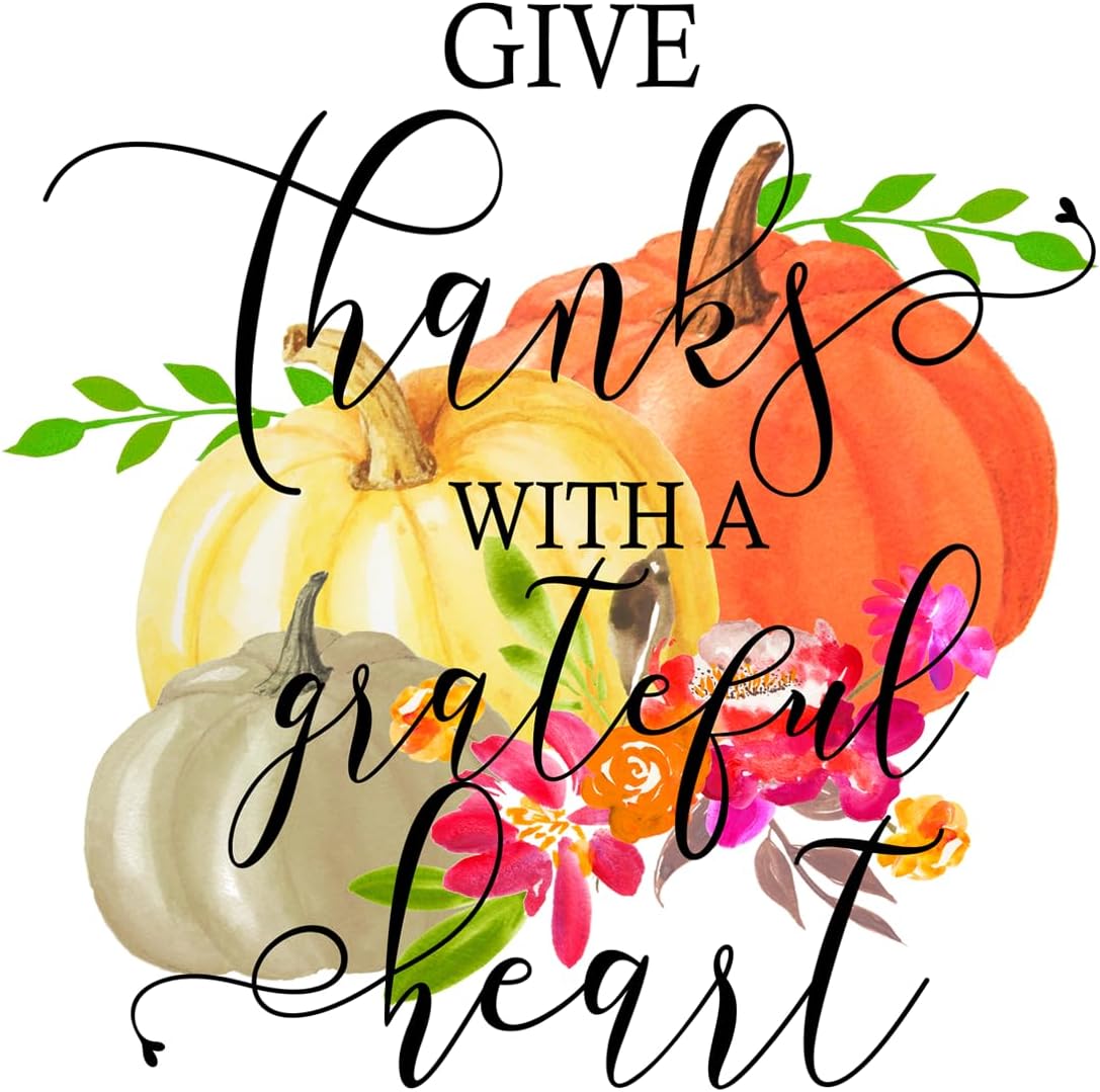 Inspirational Quote Give Thanks With Grateful Heart Motivational Sticker Vinyl Decal Motivation Stickers- 5" Vinyl Sticker Waterproof