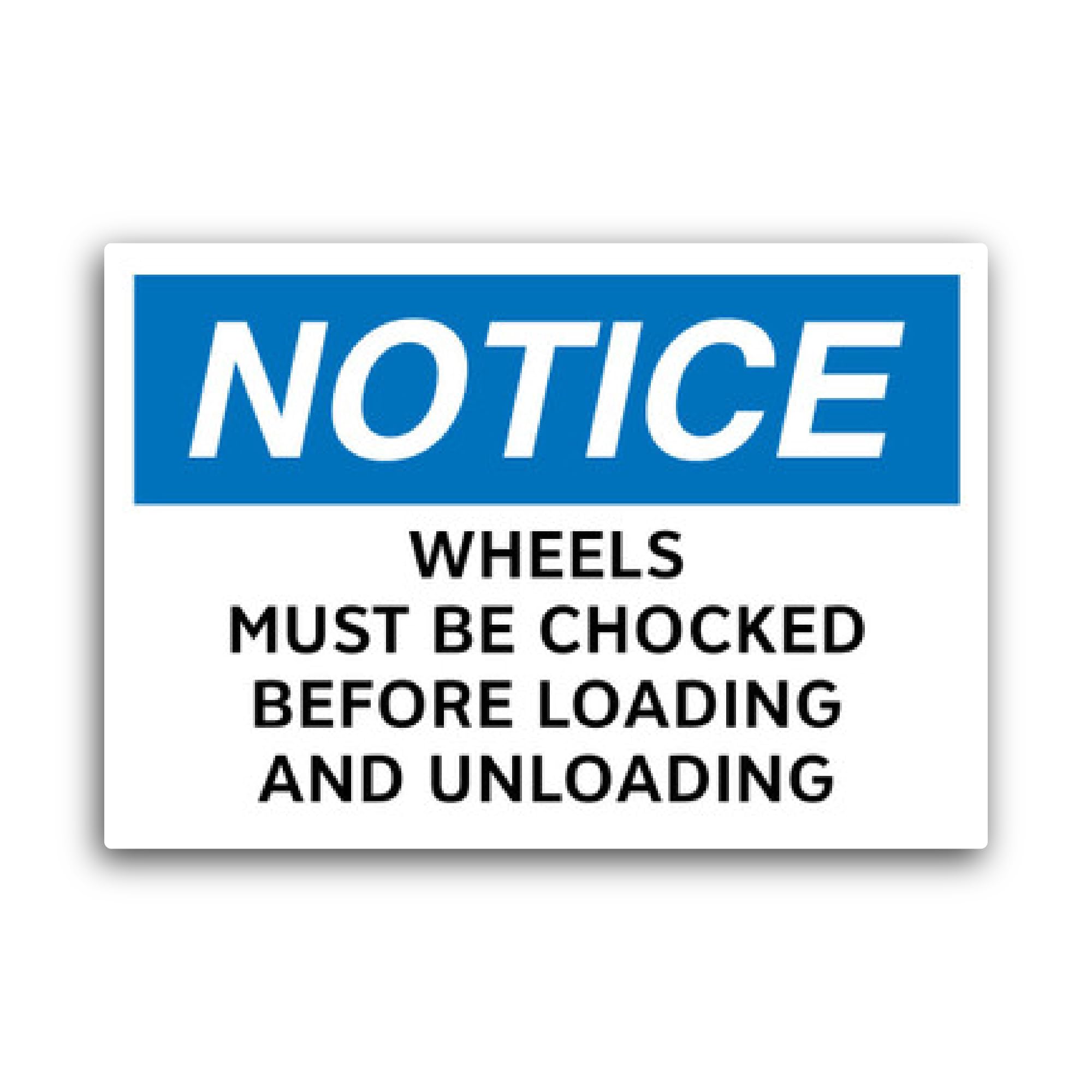 2 (Pieces) 3" and 5" Notice Wheels Must Be Chocked Sign Sticker, Waterproof Vinyl Decals for Many Pu