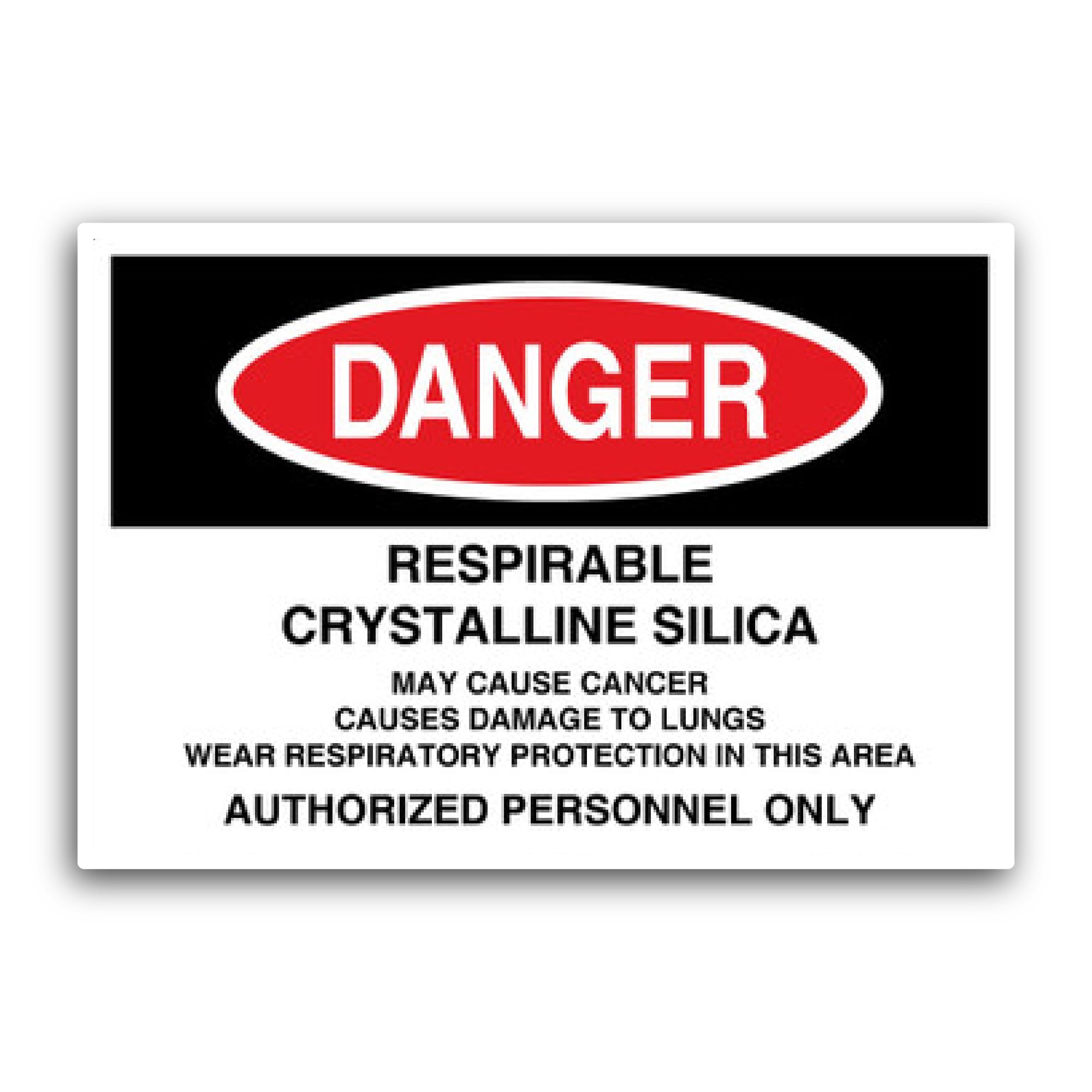 2 (Pieces) 3" and 5" Danger: Respirable Crystalline Silica Sticker, Waterproof Vinyl Decals for Many