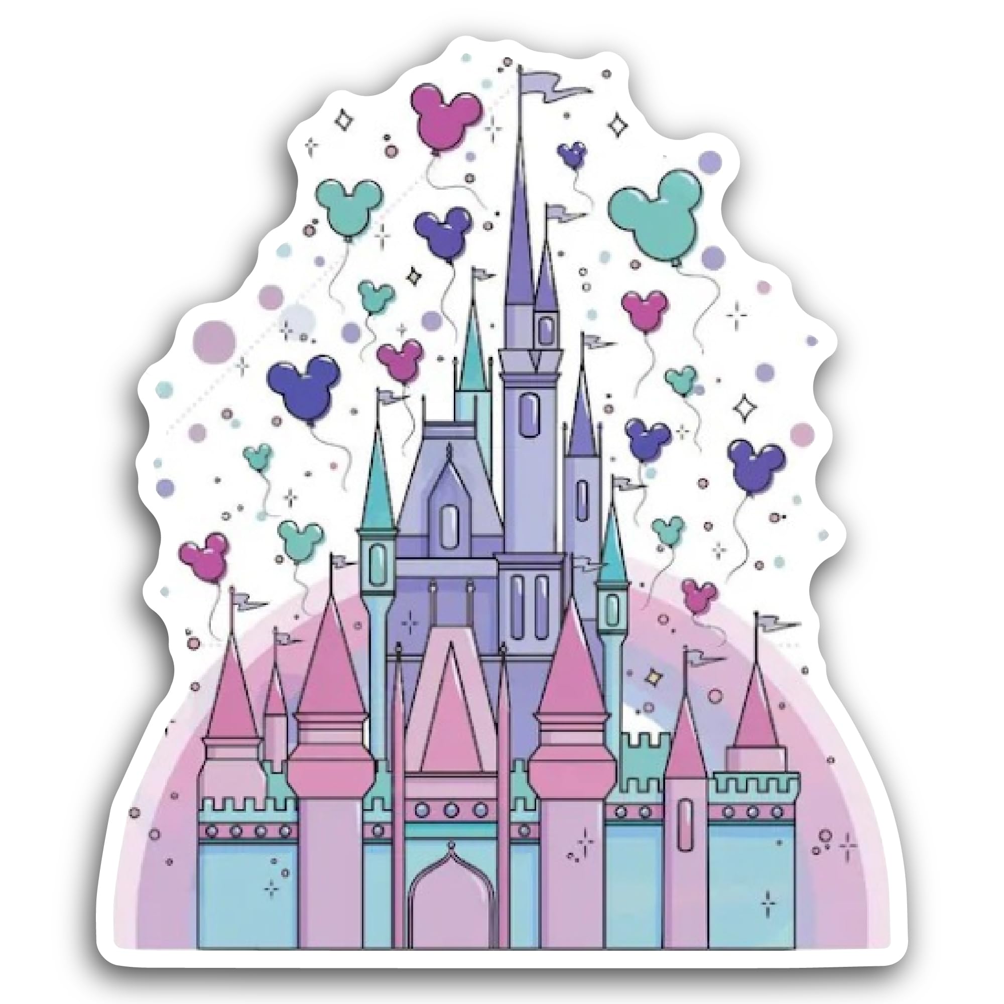 2 (Pieces) 3" and 5" Castle Drawing Sticker, Waterproof Vinyl Decals for Many Purpose Like Cars, Tru