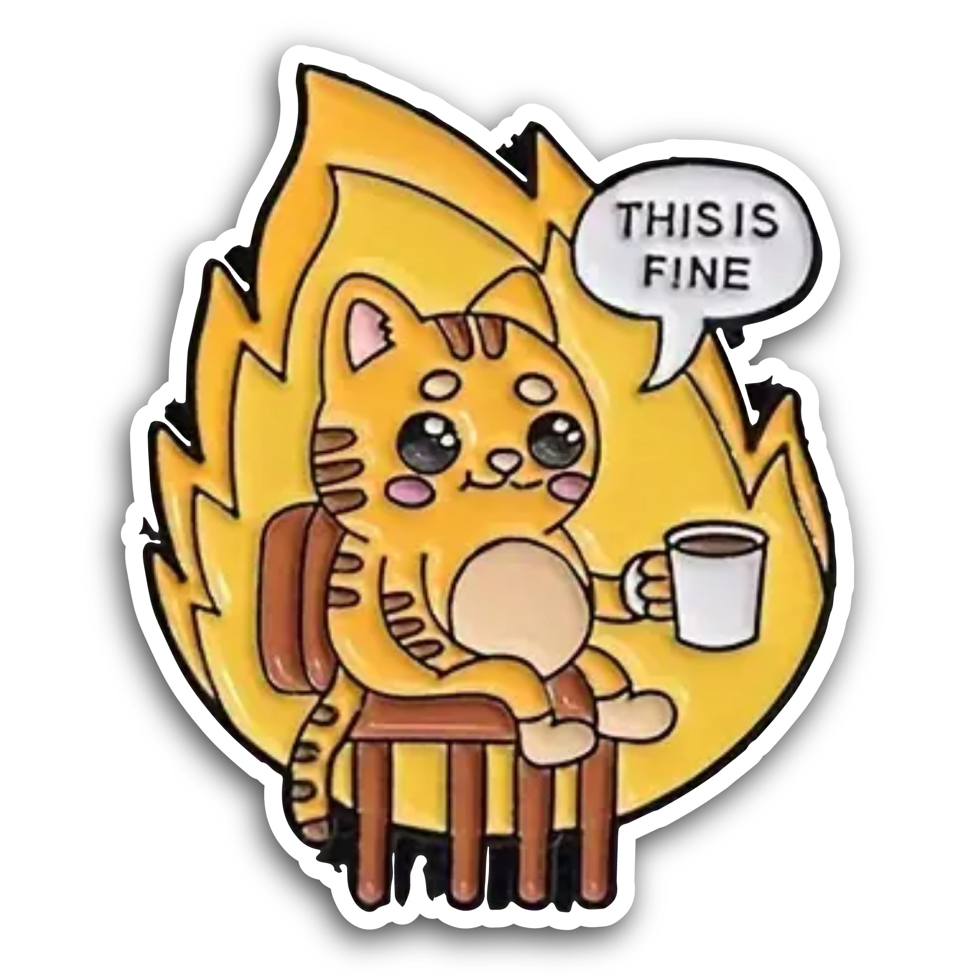 2 (Pieces) 3" and 5" This is fine Sticker, Waterproof Vinyl Decals for Many Purpose Like Cars, Truck