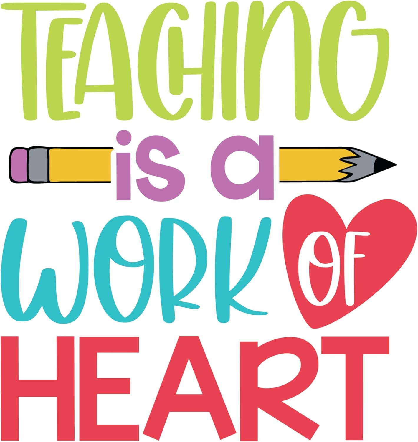 Inspirational Quote "Teaching is A Work of Heart Icon" Motivational Sticker Vinyl Decal Motivation Stickers- 5" Vinyl Sticker Waterproof