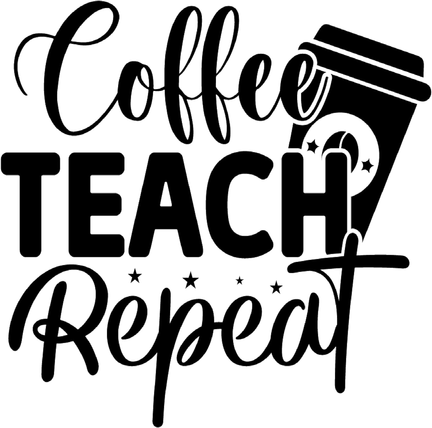Inspirational Quote "Coffee Teach Repeat," Motivational Sticker Vinyl Decal Motivation Stickers- 5" Vinyl Sticker Waterproof