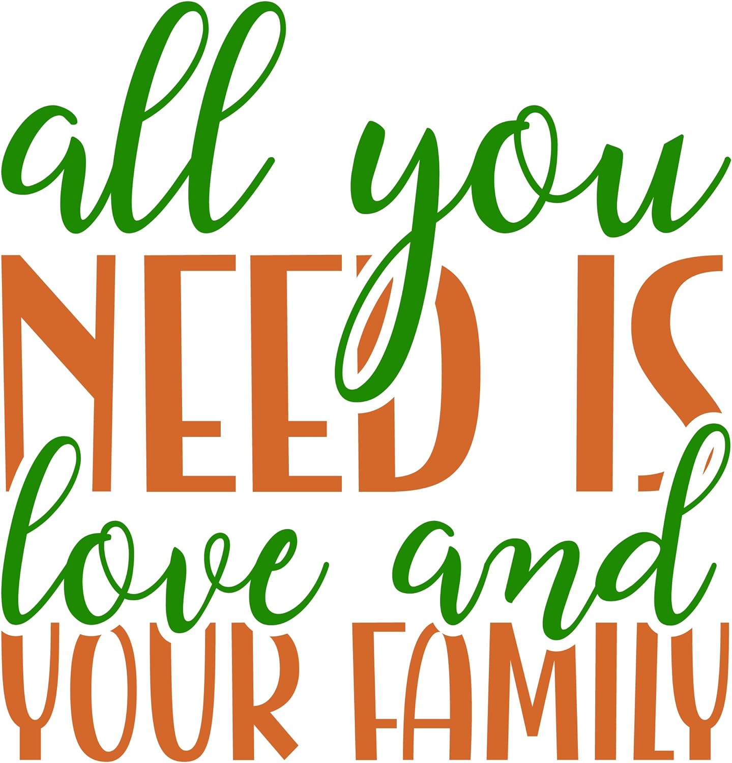 Inspirational Quote "All You Need is Love and Your Family." Motivational Sticker Vinyl Decal Motivation Stickers- 5" Vinyl Sticker Waterproof